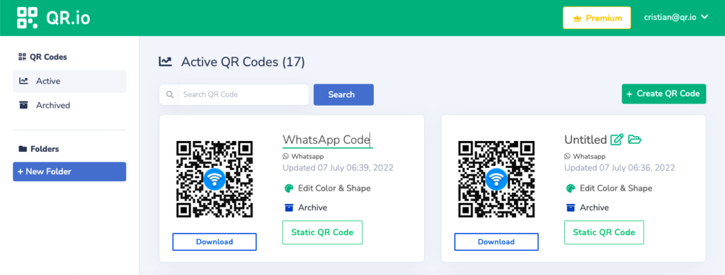 Instructions on how to export a QR code PNG format