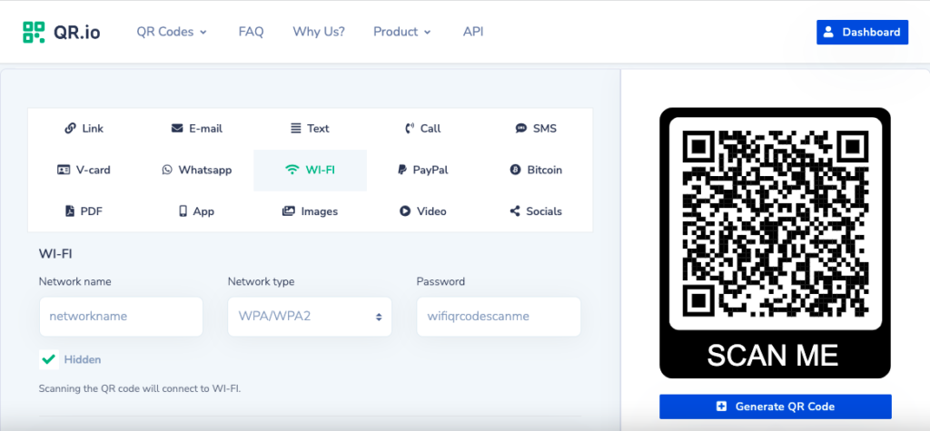 Instructions on a WIFI QR code generator