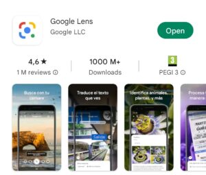 Google Lens being downloaded from the Play Store to scan a QR code from a screenshot