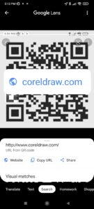 QR code on a screenshot being scanned with Google Lens