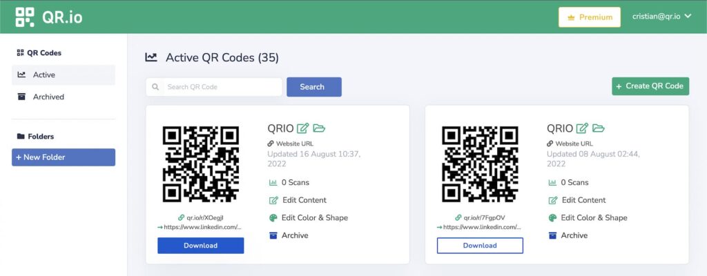 Instructions on how to generate a QR code for directions on QR.io on the QR code generator