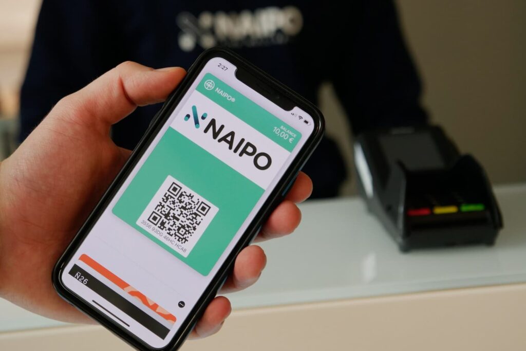 QR code png format being displayed on a smartphone during payment