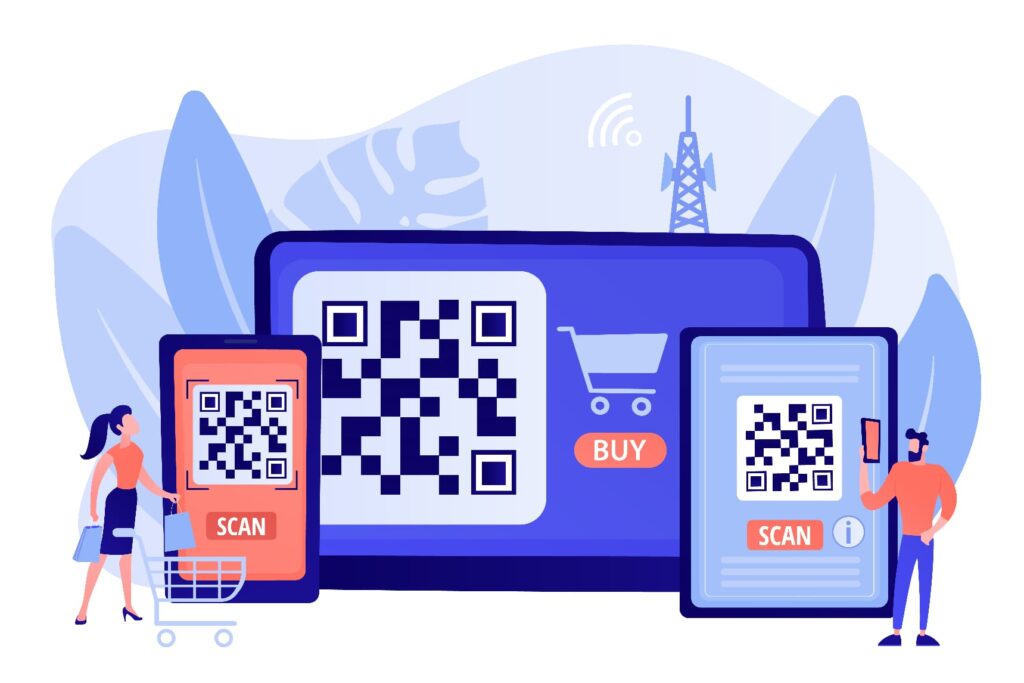 Graphic of how QR codes can be tested on several different devices