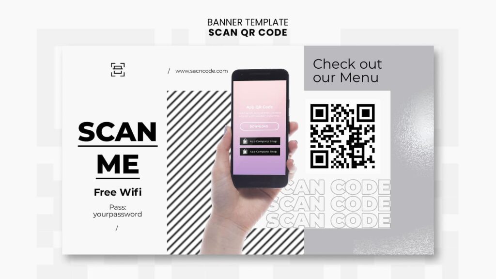 Banner template for a WIFI QR code at a restaurant