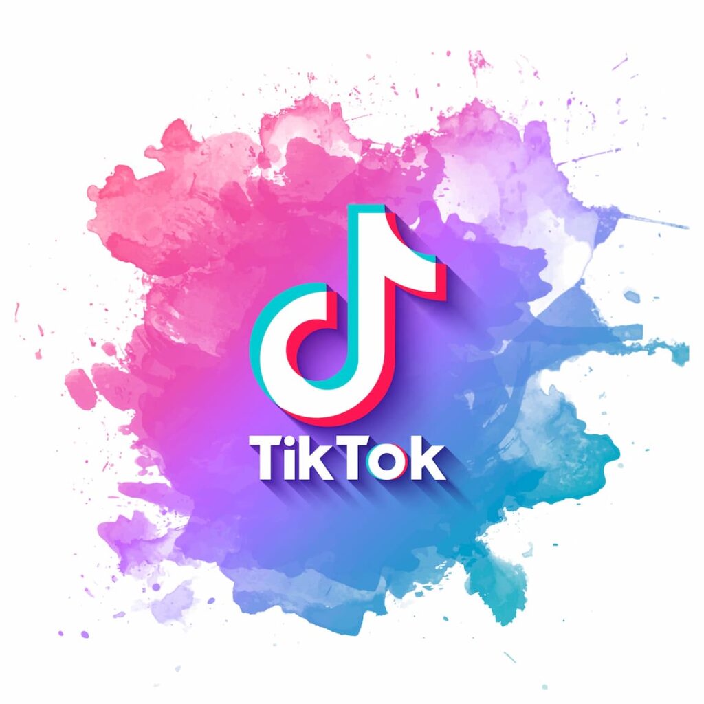 Tik Tok Popular Social Media Logo Icon Colored Blue Pink White