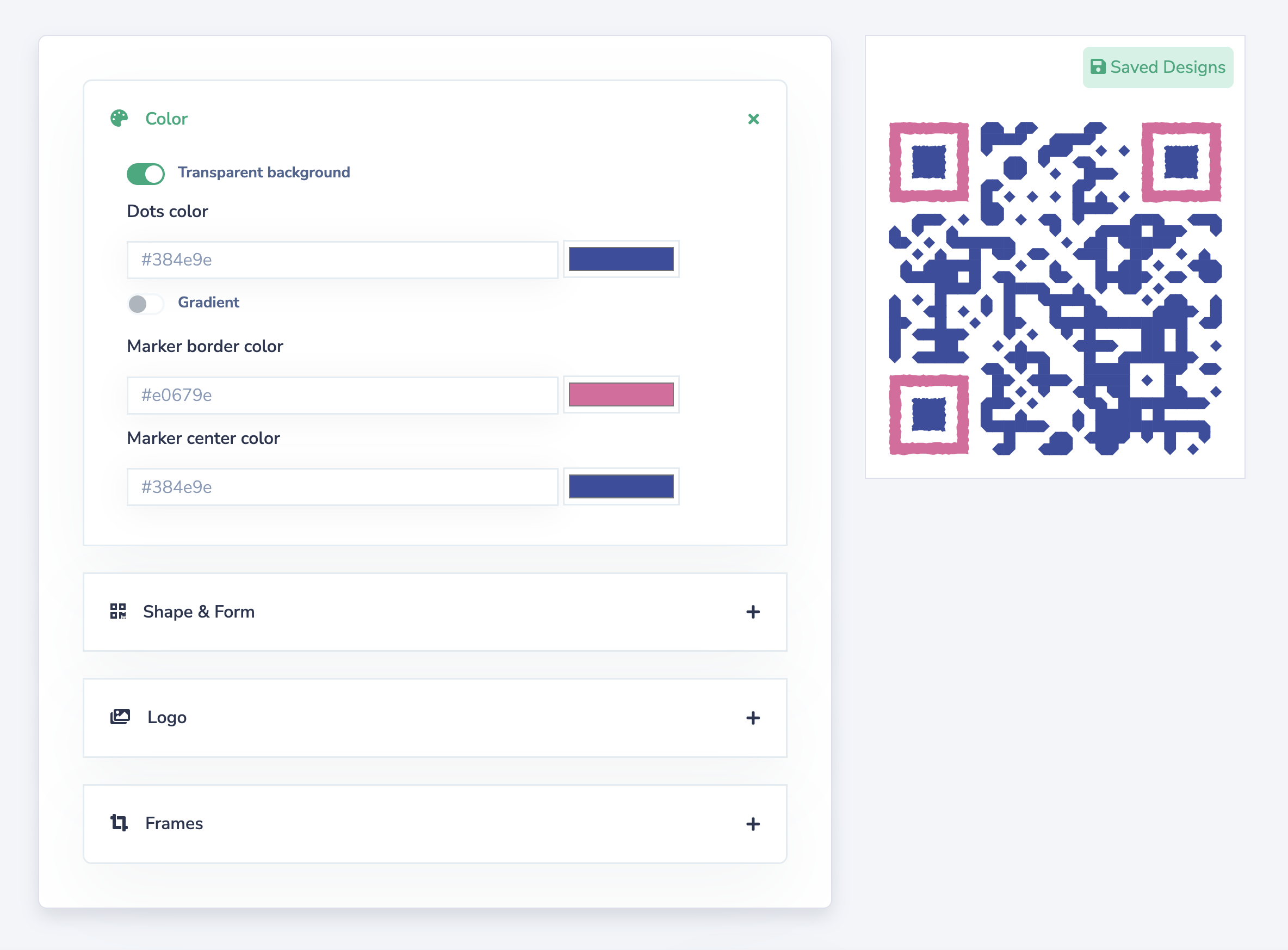 Customize QR Code Color & Shape